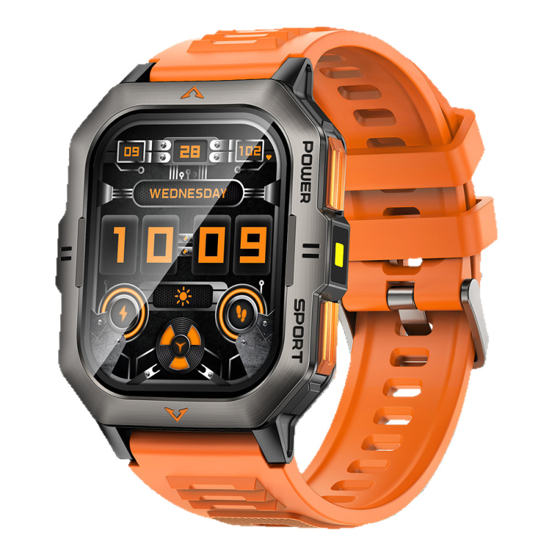 Ceas inteligent rezistent la apă cu monitorizare ritm cardiac, detecție oxigen din sânge, autonomie baterie 7–14 zile, compatibil cu iOS