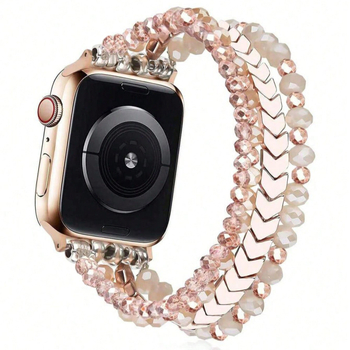 Apple Watch колан – съвместим с всички серии, еластична гривна Gallstone, стъклен материал, CHANEL стил, свеж и сладък