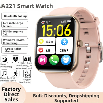 Smartwatch cu apeluri Bluetooth, ritm cardiac, oxigen din sânge, monitorizare somn, rezistent la apă