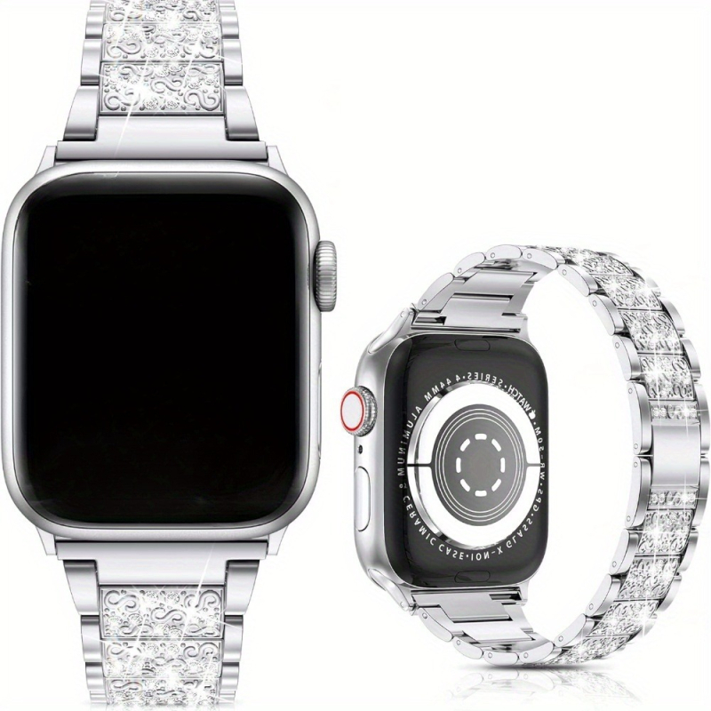 Bao suo Gyémántos fémszíj Apple Watch Ultra-hoz, cink ötvözet, összecsukható csat, 55 g