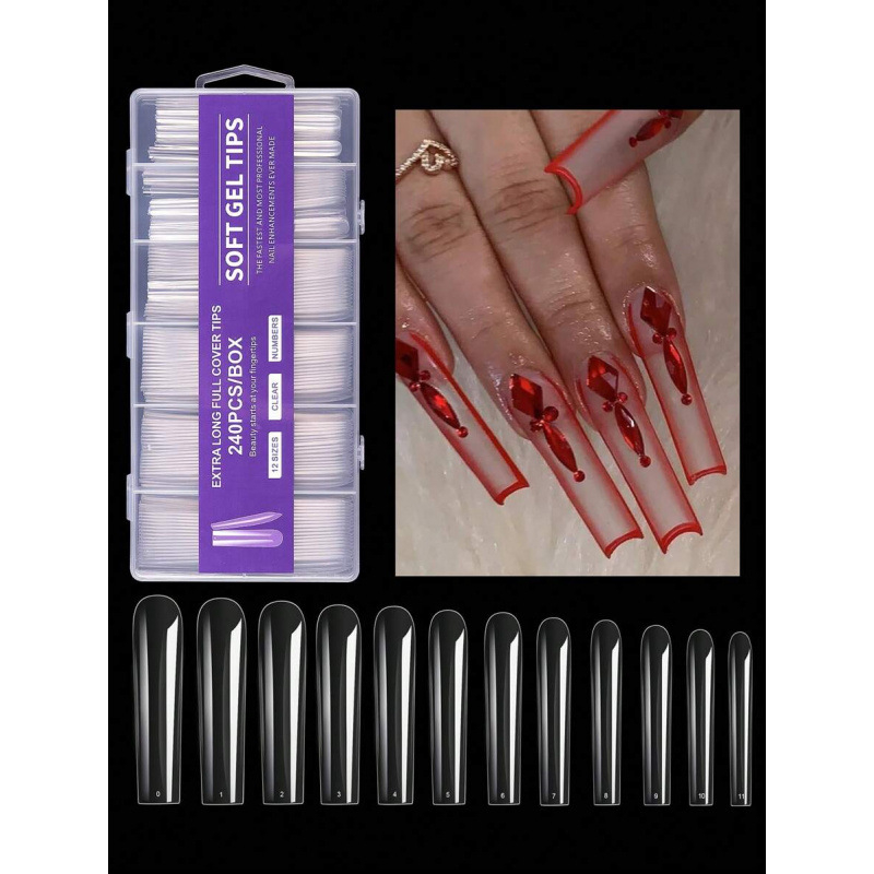 H3805 Unghii false cu aplicare autoadezivă, 240 bucăți, stil balerină dansatoare, SH36016486