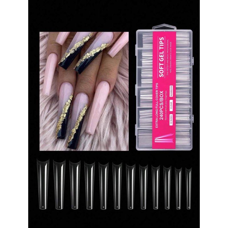 H3805 Unghii false cu aplicare autoadezivă, 240 bucăți, stil balerină dansatoare, SH36016486