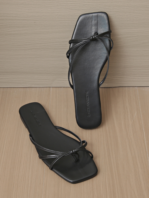 Prancūziško stiliaus plokščios šlepetės - PU viršus, PU įdaila, gumos padas, greitai džiūsta ir kvėpuoja, plokščias padai