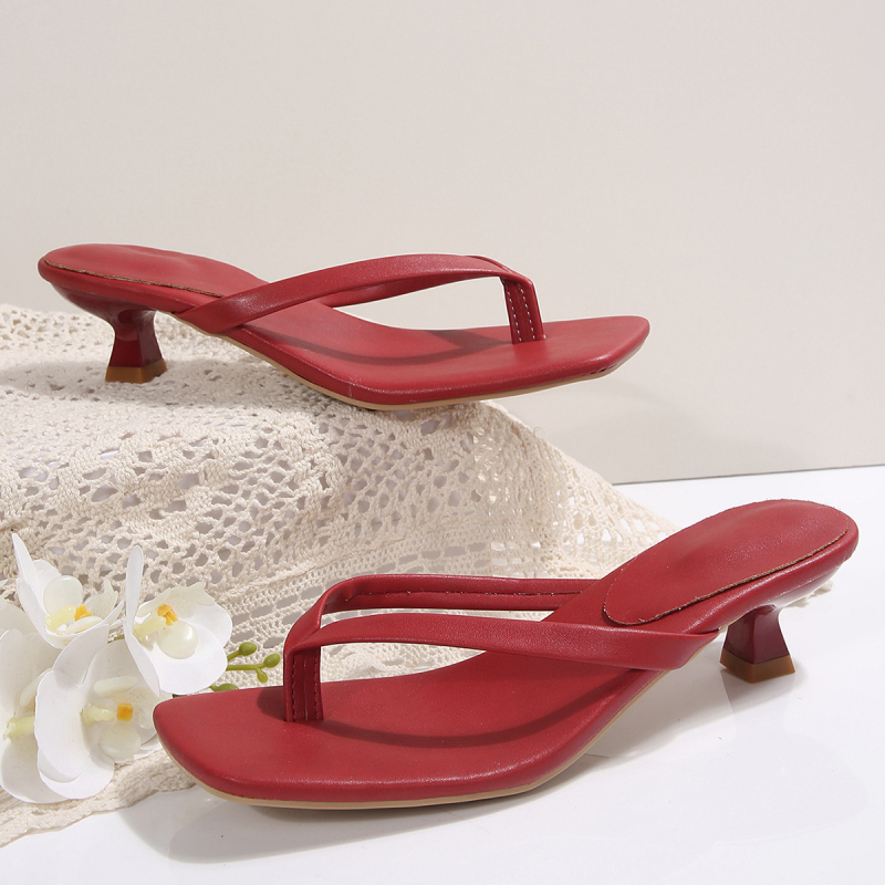 Leopard uzorak thong sandale s niskom petom, kvadratni vrh, PU gornji dio, gumeni potplat — ljeto 2025, europsko-americki stil