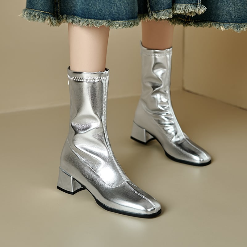 Botosei Martin pentru echitație, stil Riding Boots, vârf pătrat, toc gros, toc mediu 3–5 cm, șaft scund, fermoar pe spate