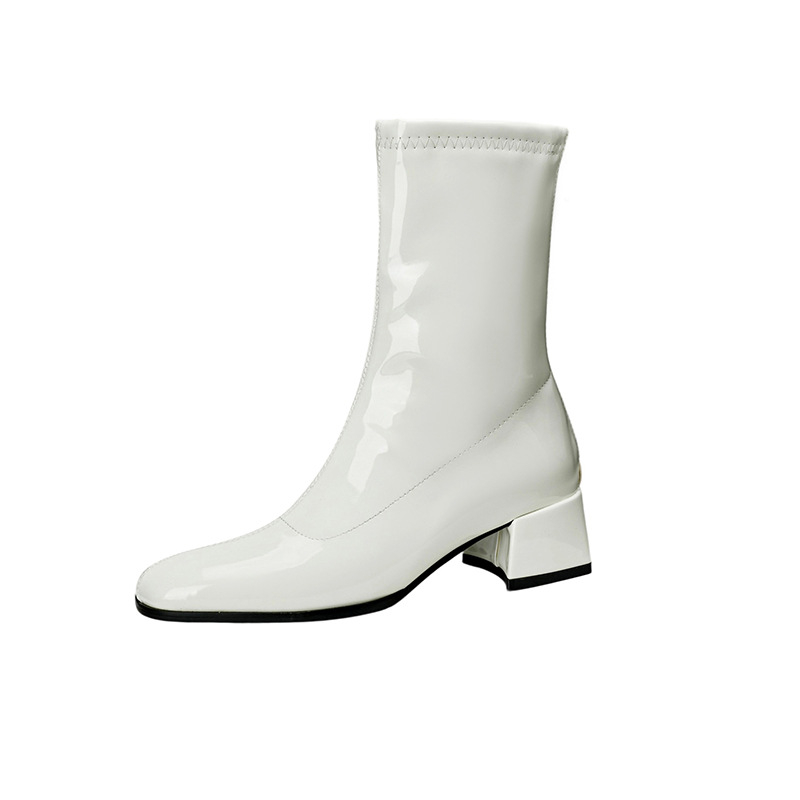 Botosei Martin pentru echitație, stil Riding Boots, vârf pătrat, toc gros, toc mediu 3–5 cm, șaft scund, fermoar pe spate