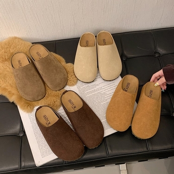 Мюли от шкурена кожа, slip-on, кръгъл нос, casual стил, модел A25705, есен 2025