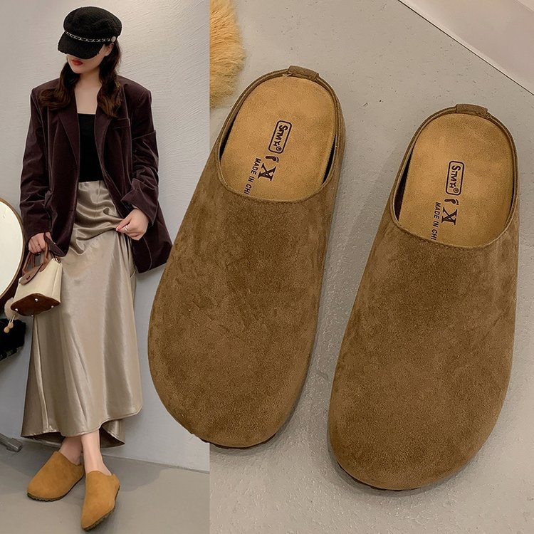 Мюли от шкурена кожа, slip-on, кръгъл нос, casual стил, модел A25705, есен 2025