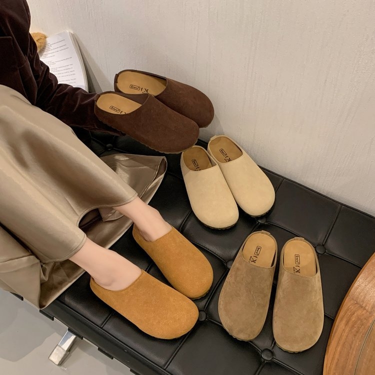 Мюли от шкурена кожа, slip-on, кръгъл нос, casual стил, модел A25705, есен 2025
