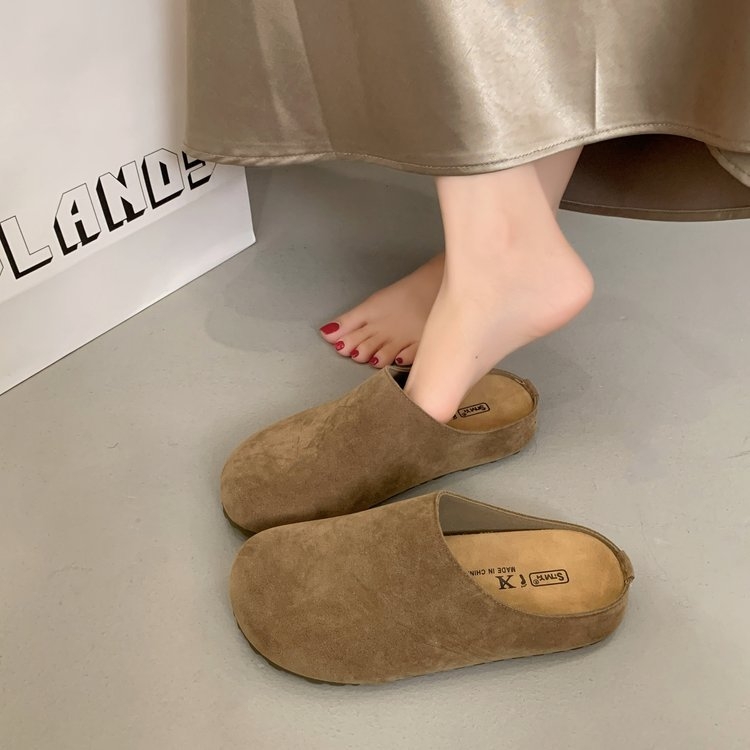 Мюли от шкурена кожа, slip-on, кръгъл нос, casual стил, модел A25705, есен 2025