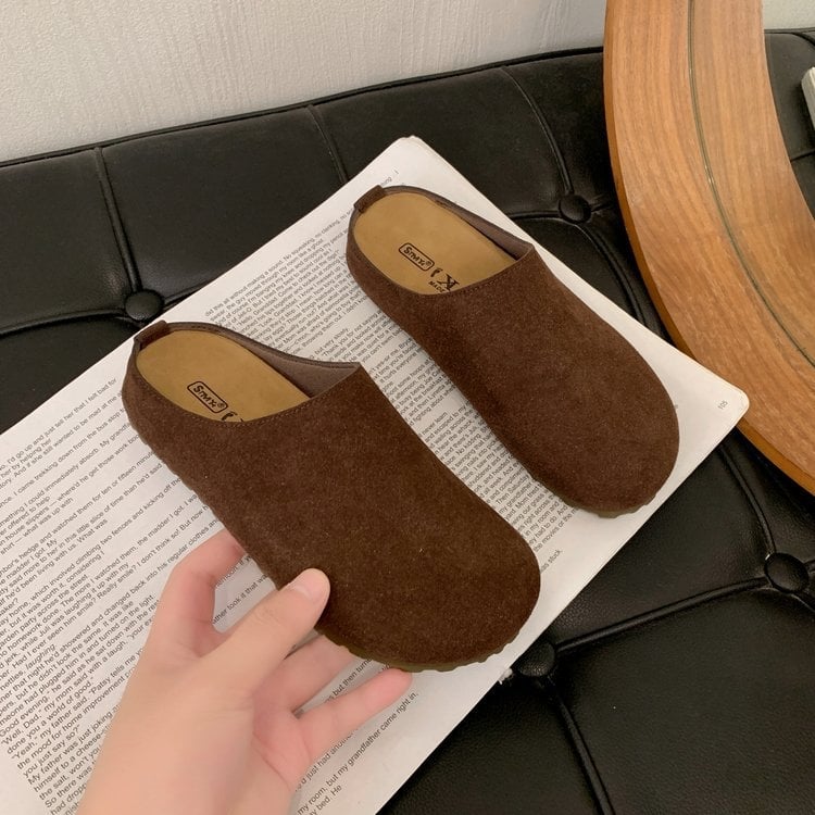 Мюли от шкурена кожа, slip-on, кръгъл нос, casual стил, модел A25705, есен 2025