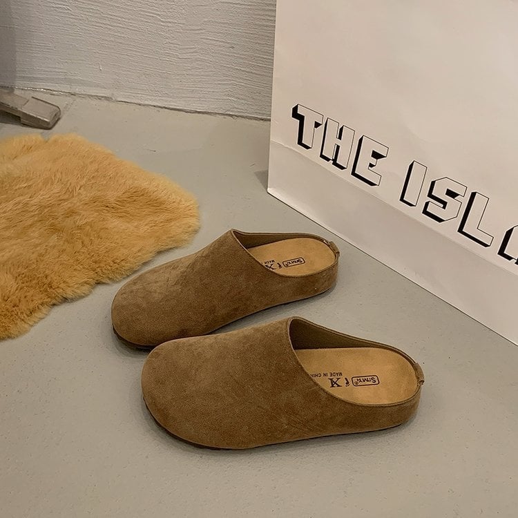 Мюли от шкурена кожа, slip-on, кръгъл нос, casual стил, модел A25705, есен 2025