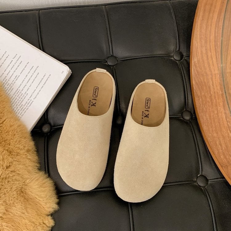 Мюли от шкурена кожа, slip-on, кръгъл нос, casual стил, модел A25705, есен 2025