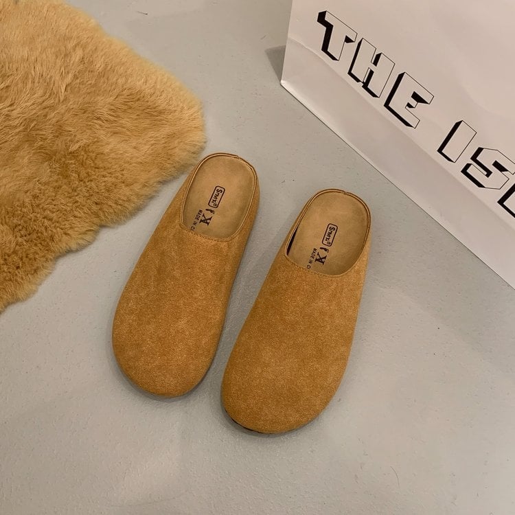 Мюли от шкурена кожа, slip-on, кръгъл нос, casual стил, модел A25705, есен 2025