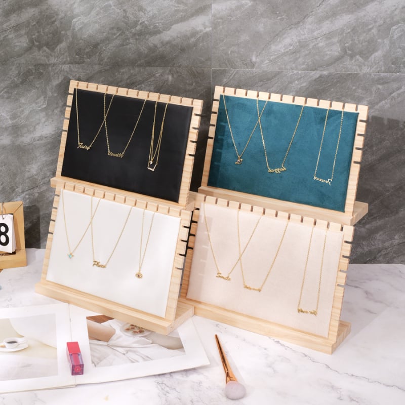 Sincere tömörfa ékszerkiállító állvány L-alakú, egysoros, egy szint, összeszerelt kivitel