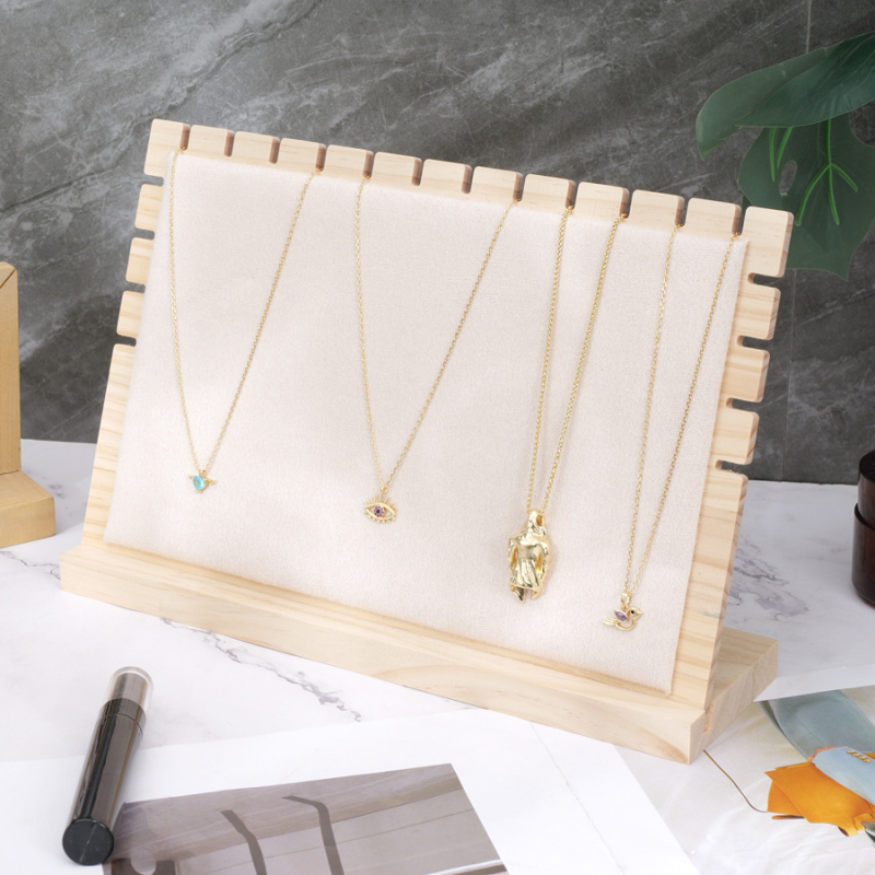 Sincere tömörfa ékszerkiállító állvány L-alakú, egysoros, egy szint, összeszerelt kivitel