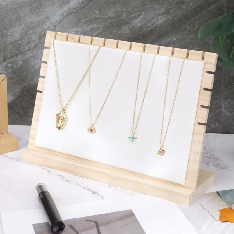 Sincere tömörfa ékszerkiállító állvány L-alakú, egysoros, egy szint, összeszerelt kivitel