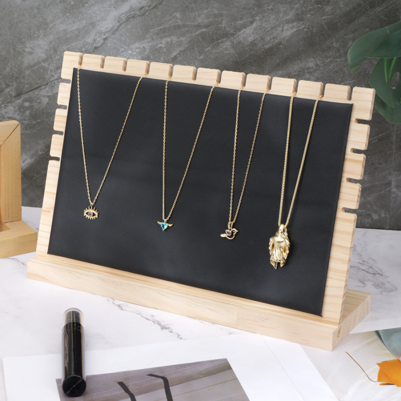 Sincere tömörfa ékszerkiállító állvány L-alakú, egysoros, egy szint, összeszerelt kivitel