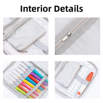 Διπλοεπίπεδη τσάντα αποθήκευσης για βελονάκι – χειροποίητος DIY οργανωτής εργαλείων για βελονάκια και βελόνες πλεξίματος (αναδιπλώσιμος, ύφασμα μη βαμβακερό, ιαπωνικού στυλ)