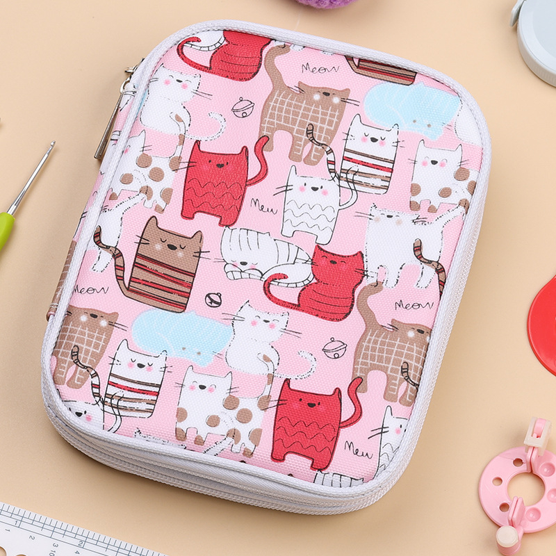 Dvimauktė mezgimo įrankių laikymo rankinė – rankų darbo DIY organizatorius mezgimo kilpoms ir mezgimo adatoms (lankstoma, audinys be medvilnės, japonų stilius)