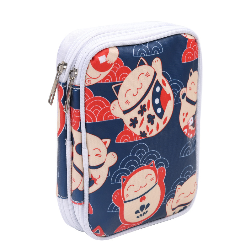 Dvimauktė mezgimo įrankių laikymo rankinė – rankų darbo DIY organizatorius mezgimo kilpoms ir mezgimo adatoms (lankstoma, audinys be medvilnės, japonų stilius)