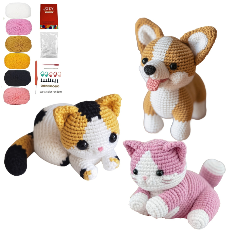 Junzhi Set materiale Amigurumi pentru croșetat – Personalizabil, 40 bucăți, 300 g
