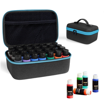 Θήκη αποθήκευσης φιαλών μελάνης από σκληρό EVA, κυβοειδές σχήμα με 28 διαμερίσματα, πολυχρηστικός ταξιδιωτικός οργανωτής με λαβή
