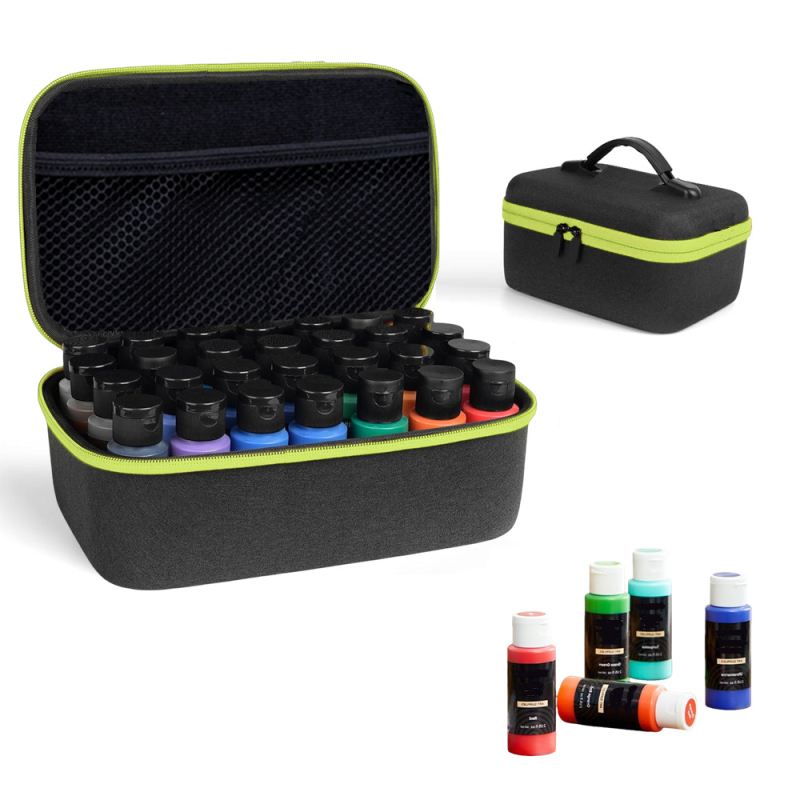 EVA kietos korpuso dėžutė rašalo buteliams, kubo formos, 28 skyrių, daugiafunkcinis kelioninis organizatorius su rankena