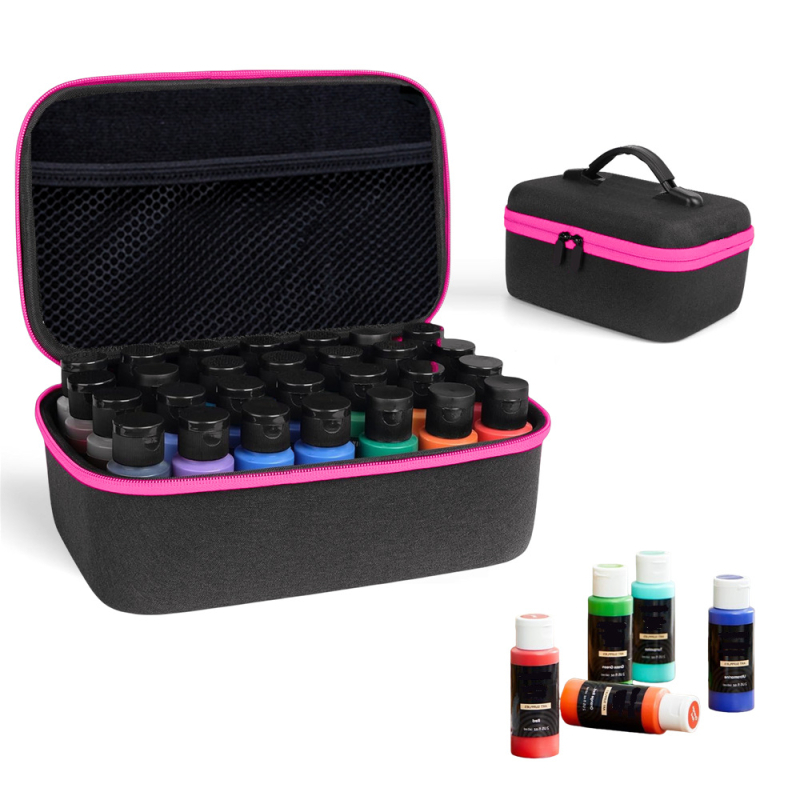 EVA kietos korpuso dėžutė rašalo buteliams, kubo formos, 28 skyrių, daugiafunkcinis kelioninis organizatorius su rankena