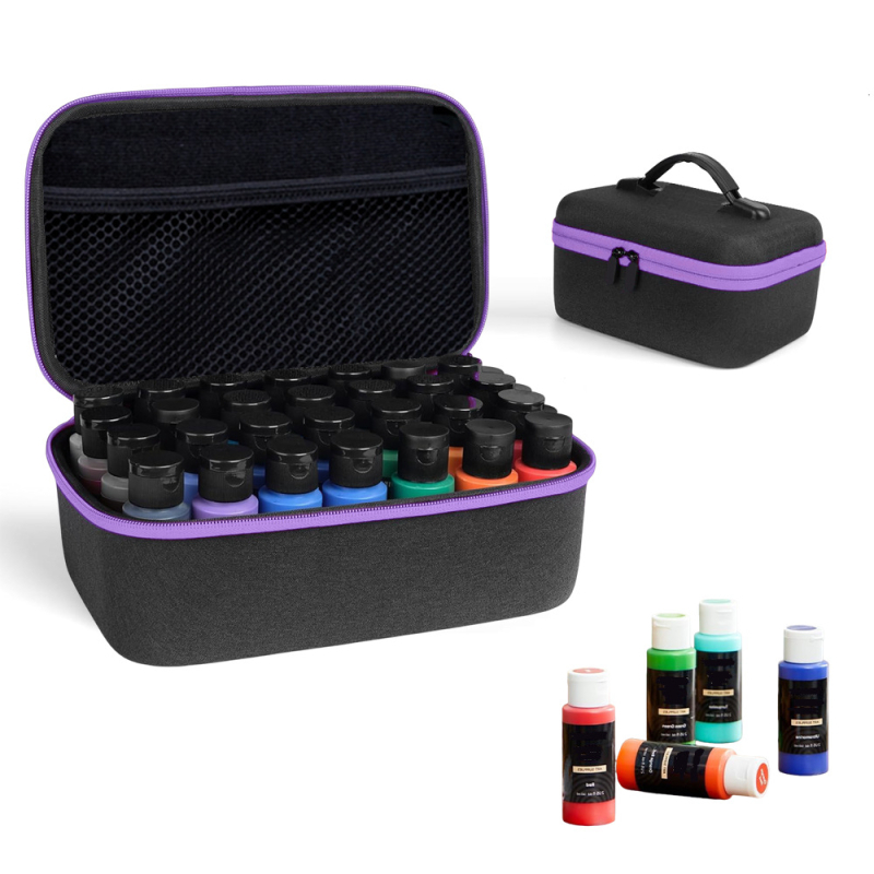 EVA kietos korpuso dėžutė rašalo buteliams, kubo formos, 28 skyrių, daugiafunkcinis kelioninis organizatorius su rankena