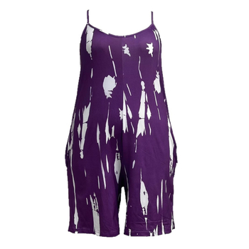 Salopetă cu imprimeu tie-dye neregulat, buzunare, bretele, talie înaltă, lungime capri