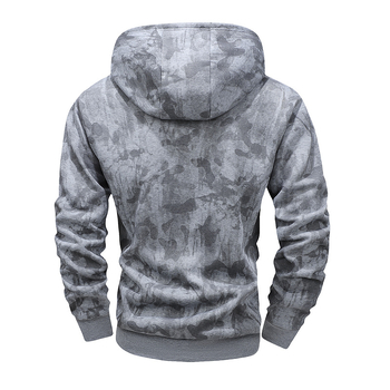 Ανδρικό hoodie από corduroy με καμουφλάζ, 96% πολυεστέρας, φλις επένδυση, σε στυλ κορεατικό