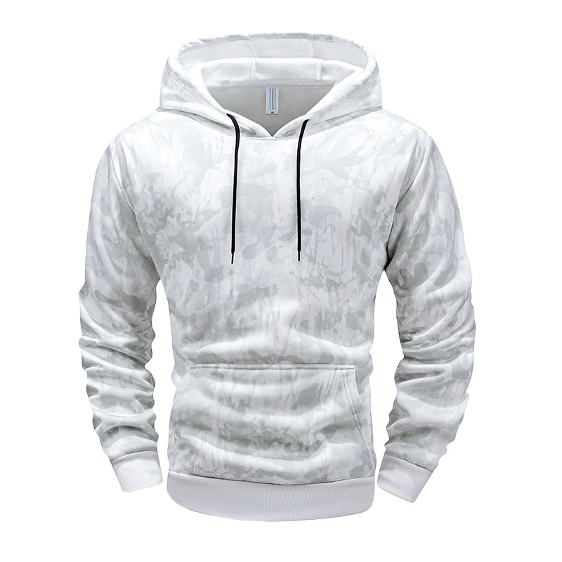 Hanorac bărbați cu glugă din Corduroy, imprimeu camuflaj, 96% poliester, căptușeală fleece, stil coreean