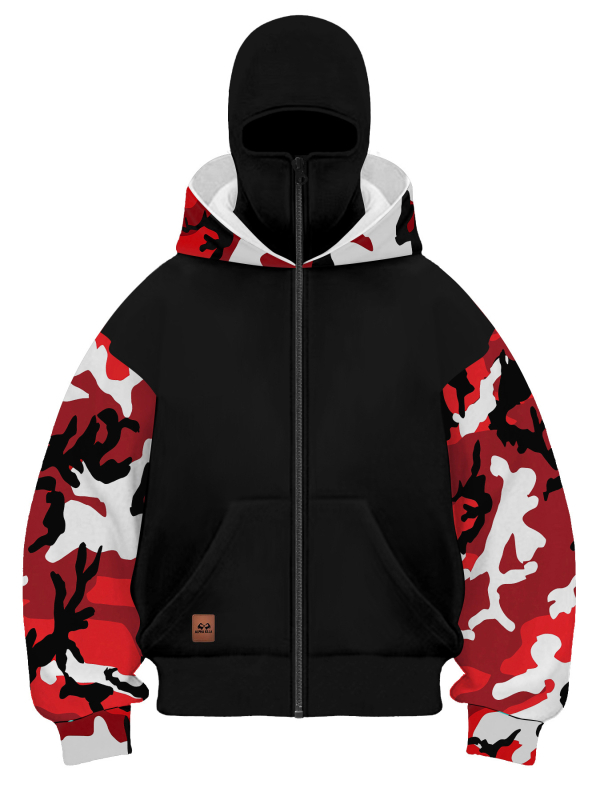 Kamufliažinis džemperis su gobtuvu vyrams, laisvas kirpimas, 100% poliesteris, storas audinys, rudens drabužiai