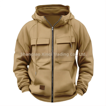 Φούτερ με κουκούλα, πολλά τσέπες και φερμουάρ, ύφασμα πολυεστέρα 250 g, φλις επένδυση, χαλαρή γραμμή (Φθινοπωρινό/Χειμερινό 2025, 91–95% πολυεστέρα)