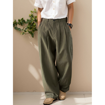 Ανδρικά casual παντελόνια, ελαστική μέση, επένδυση φλις, μακριά φαρδιά γραμμή, ύφασμα Λάικρα, για όλες τις εποχές