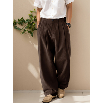 Ανδρικά casual παντελόνια, ελαστική μέση, επένδυση φλις, μακριά φαρδιά γραμμή, ύφασμα Λάικρα, για όλες τις εποχές