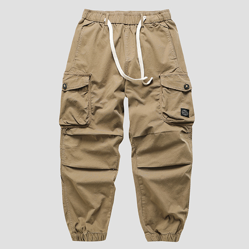 Pantaloni de lucru pentru bărbați, camuflaj, bumbac, talie medie, curea, închidere cu șnur, detalii cu buzunare