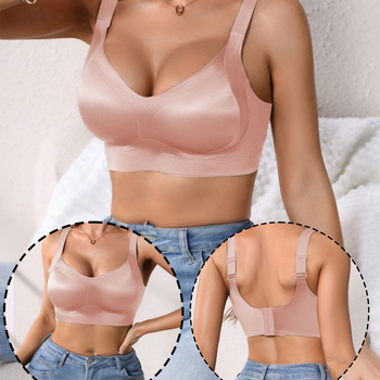 Ασύρματο χωρίς ραφές push-up σουτιέν με αφαιρούμενες επενδύσεις, 3/4 κύπελλο, αφαιρούμενοι διπλοί ιμάντες, κούμπωμα πλάτης με τέσσερις σειρές