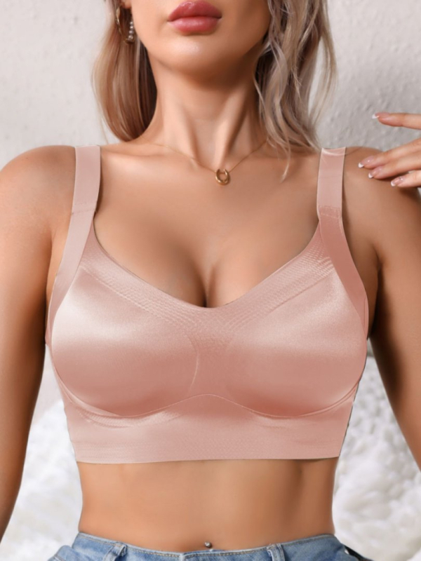 Ασύρματο χωρίς ραφές push-up σουτιέν με αφαιρούμενες επενδύσεις, 3/4 κύπελλο, αφαιρούμενοι διπλοί ιμάντες, κούμπωμα πλάτης με τέσσερις σειρές