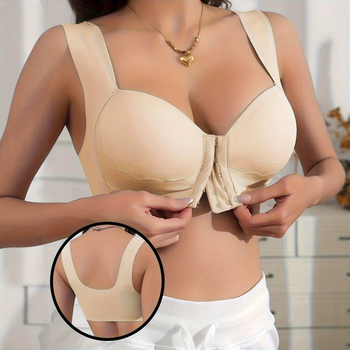 Bešiv grudnjak s prednjim zatvaranjem, bez žice, 3/4 košarice, najlon