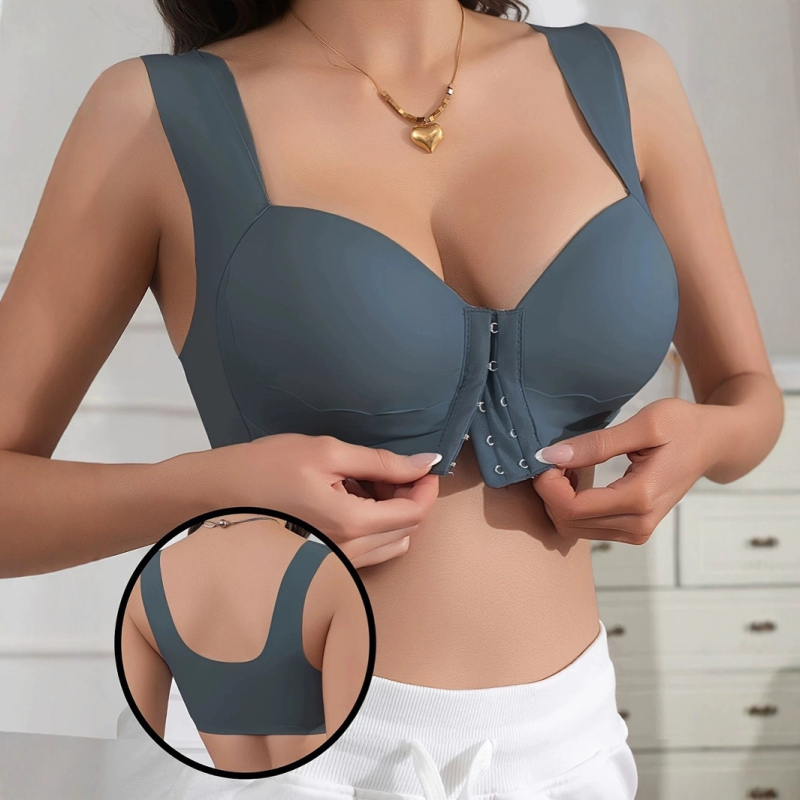 Bešiv grudnjak s prednjim zatvaranjem, bez žice, 3/4 košarice, najlon