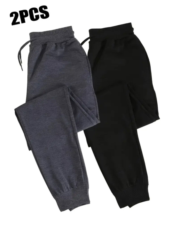 Мъжки дълги спортни панталони с флисово вътрешно поларено покритие, средна талия, втален силует, тесен крак