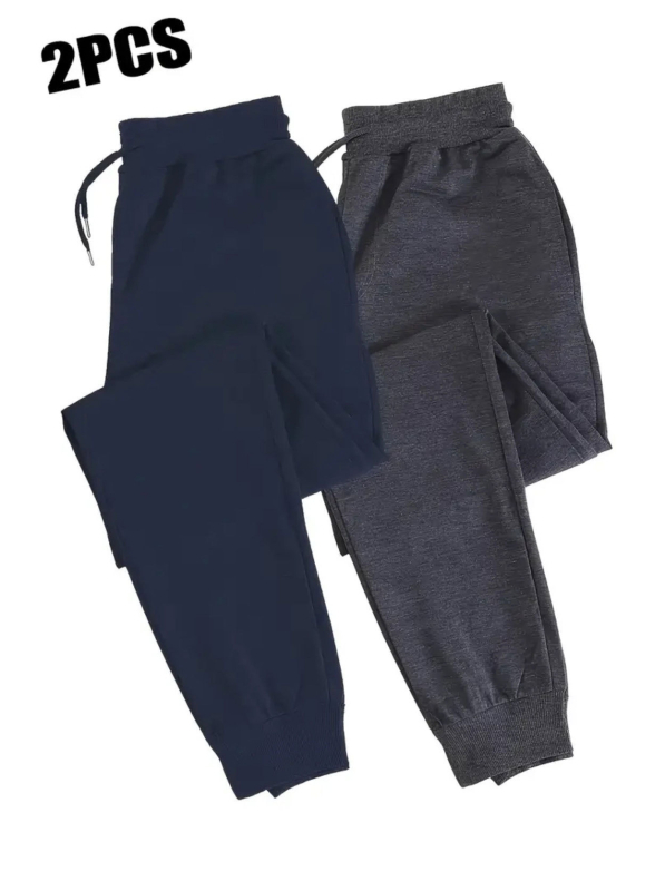 Мъжки дълги спортни панталони с флисово вътрешно поларено покритие, средна талия, втален силует, тесен крак