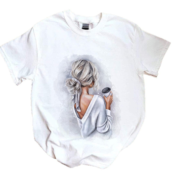 Tielko z modalu s letnou potlačou, Harajuku street dizajn, krátke rukávy, okrúhly výstrih