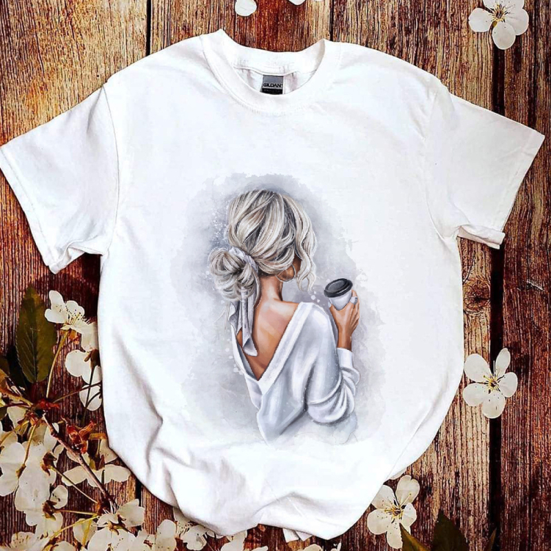 Tielko z modalu s letnou potlačou, Harajuku street dizajn, krátke rukávy, okrúhly výstrih