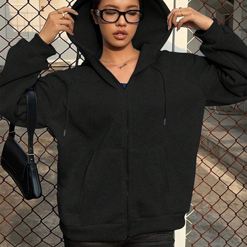 Gobtuvu fliso džemperis – laisvas kirpimas, ilgos rankovės, užtrauktukas, poliesteris, kasdienio stiliaus kardiganas