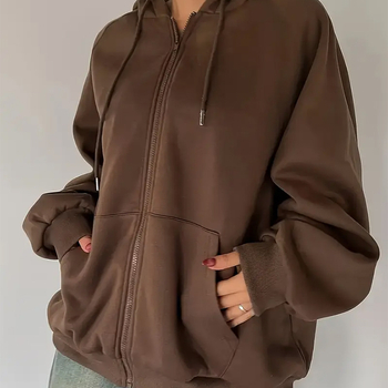 Gobtuvu fliso džemperis – laisvas kirpimas, ilgos rankovės, užtrauktukas, poliesteris, kasdienio stiliaus kardiganas