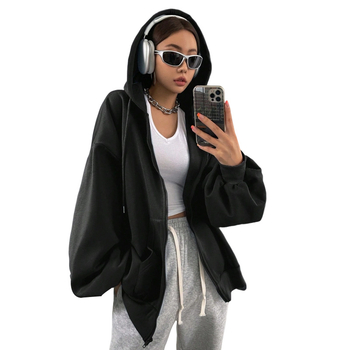 Gobtuvu fliso džemperis – laisvas kirpimas, ilgos rankovės, užtrauktukas, poliesteris, kasdienio stiliaus kardiganas