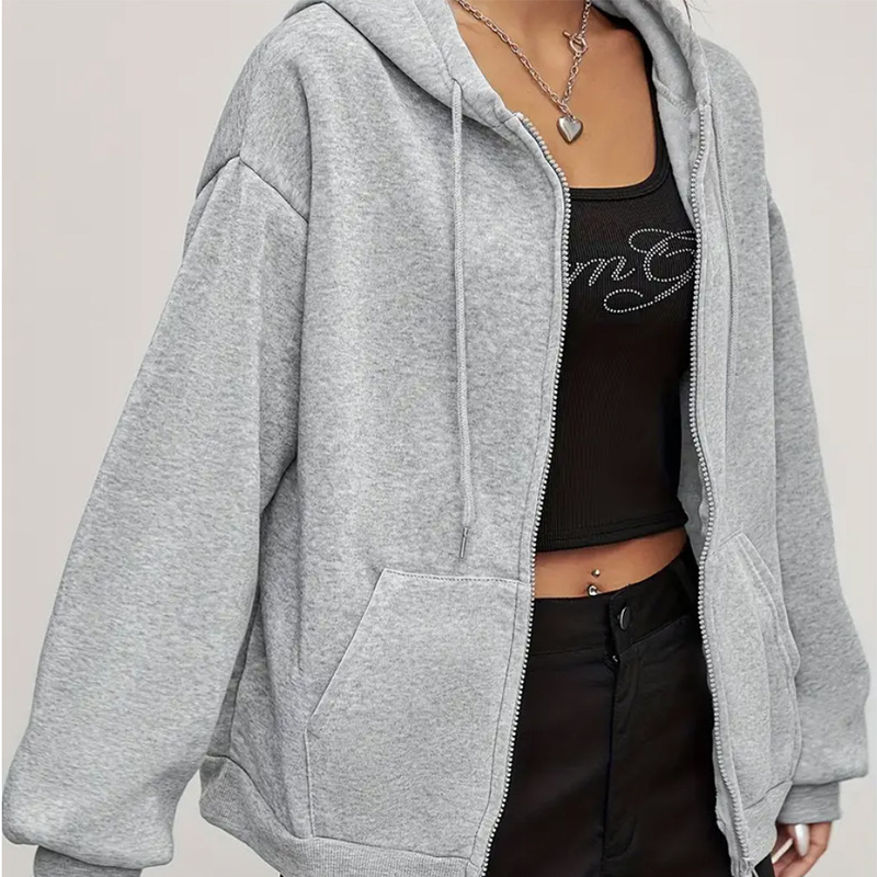 Gobtuvu fliso džemperis – laisvas kirpimas, ilgos rankovės, užtrauktukas, poliesteris, kasdienio stiliaus kardiganas